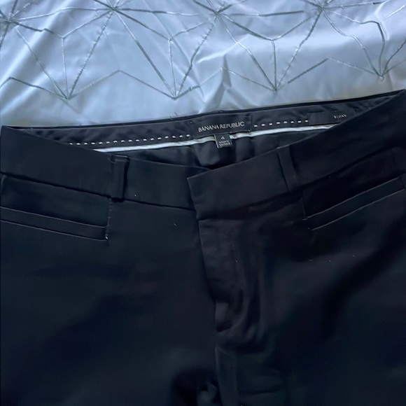 Banana Republic Chino Sloan Solid Cropped Ankle Black Pants Stretch - Picture 2 of 4